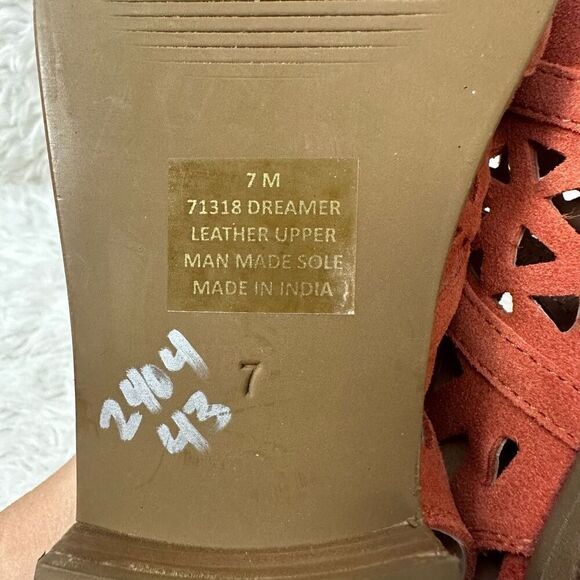 Diba DREAMER Orange Suede Cut Out Open Toe Women's Sandals size 7 M - Picture 7 of 7